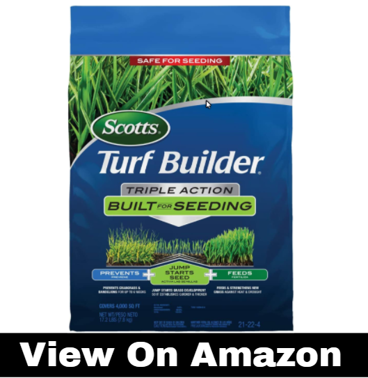 Scotts 23001 Turf Builder Triple Action Built for Seeding 17.2 lbs. Control, Prevents Crabgrass & Dandelions, 4,000 sq. ft,