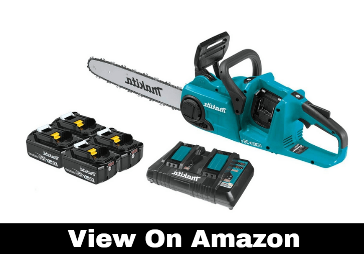 Makita XCU03PT1 18V X2 (36V) LXT Lithium-Ion Brushless Cordless 14 Chain Saw Kit with, 4 Batteries (5.0Ah)