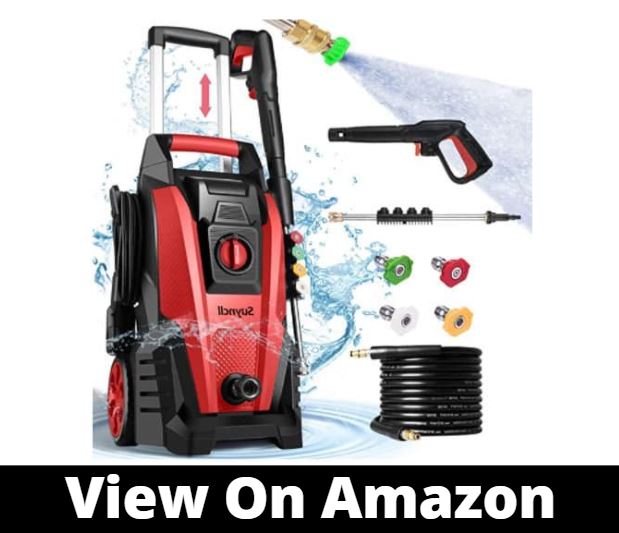 Suyncll Pressure Washer, 3800PSI Electric Power Washer, 2000W High Pressure Washer, Professional Washer Cleaner, with 4 Nozzles, Soap Bottle and Hose Reel, Best for Cleaning Cars,Driveways,Patios
