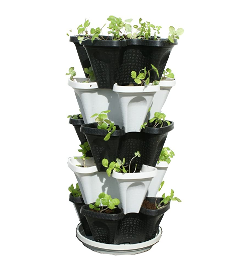 Mr. Stacky 5 Tier Stackable Strawberry, Herb, Flower, and Vegetable Garden Planter